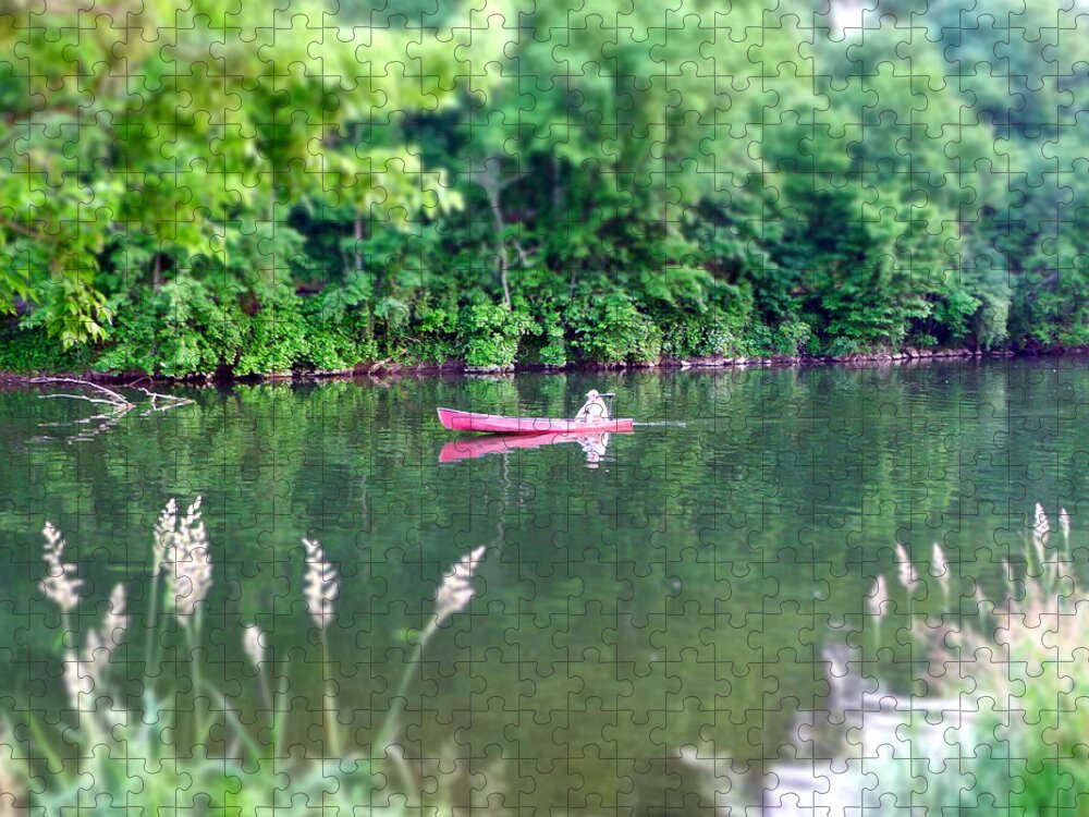 Brandywine River Jigsaw Puzzle featuring the photograph The red canoe by Richard Reeve