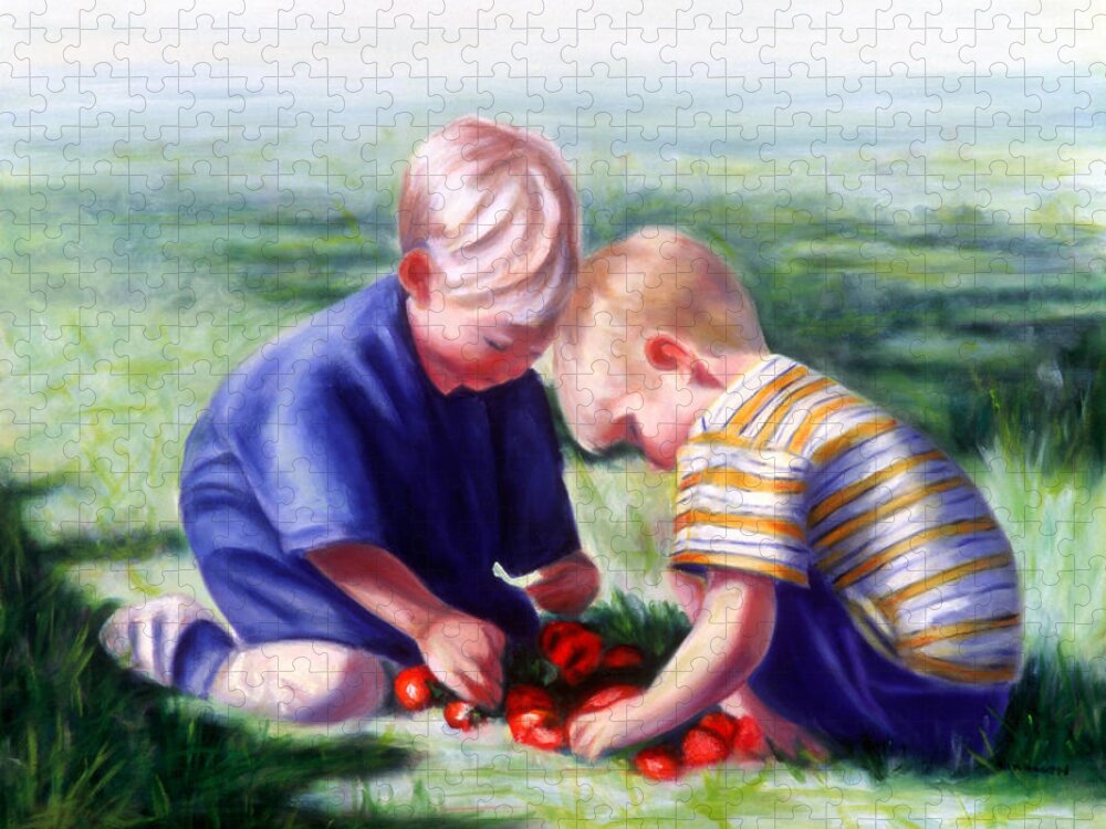 Children Jigsaw Puzzle featuring the painting The Strawberry Kings by Shannon Grissom