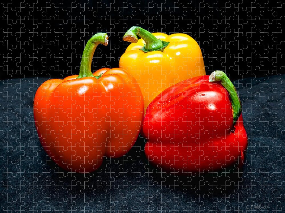 Vegetable Jigsaw Puzzle featuring the photograph The Three Peppers by Christopher Holmes