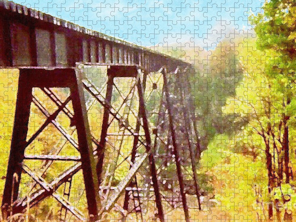 Photography Jigsaw Puzzle featuring the digital art Train Trestle by Phil Perkins