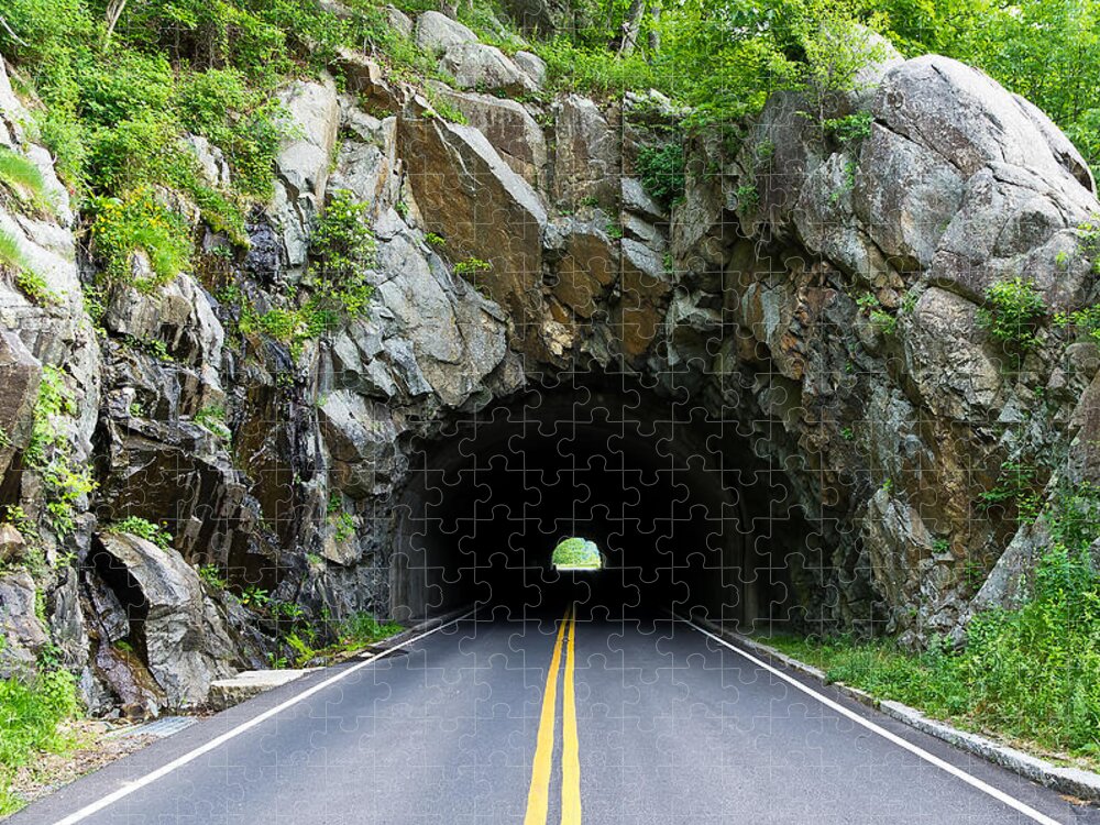 Skyline Drive Jigsaw Puzzle featuring the photograph Tunnel on a Lonely Road by Lori Coleman