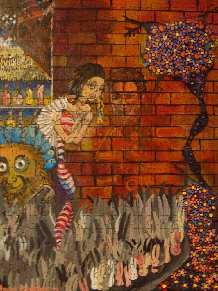 Surreal Jigsaw Puzzle featuring the painting Twisted and Empty by Mindy Huntress