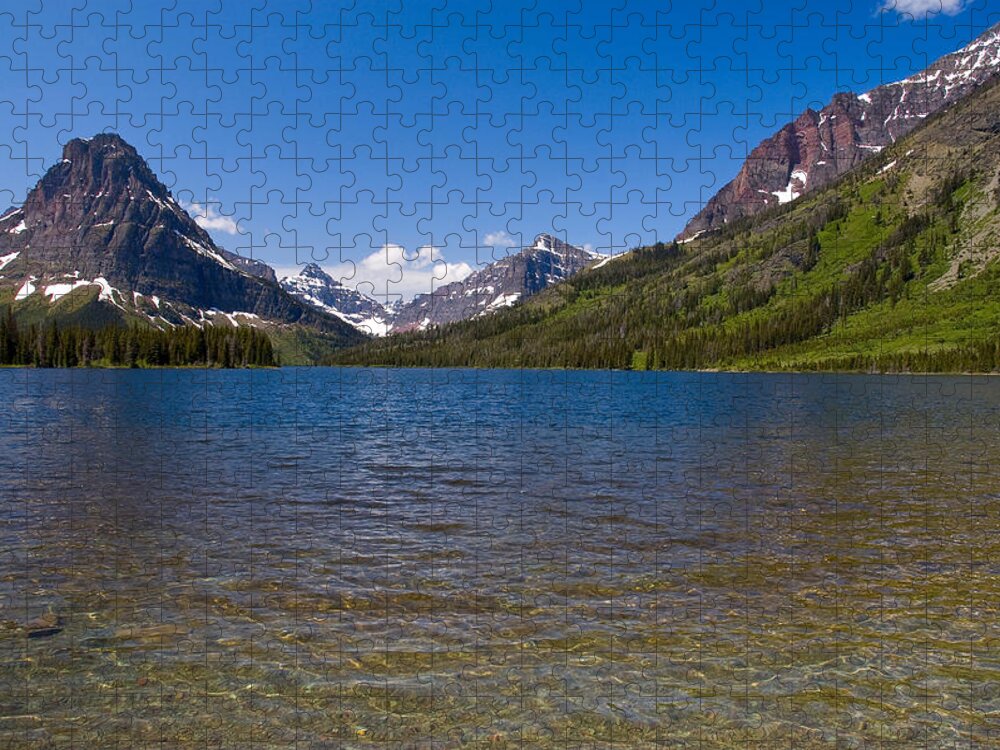 Sinopah Mountain Jigsaw Puzzle featuring the photograph Two Medicine Lake by Steve Stuller
