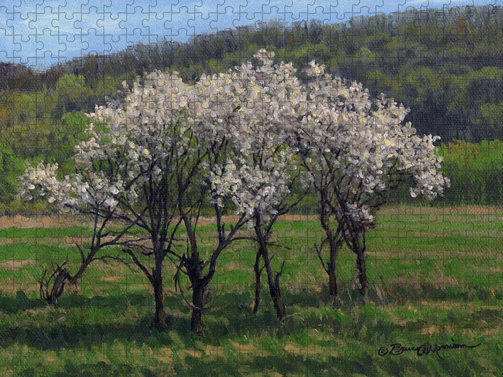 Landscape Jigsaw Puzzle featuring the painting Valley Plum Thicket by Bruce Morrison