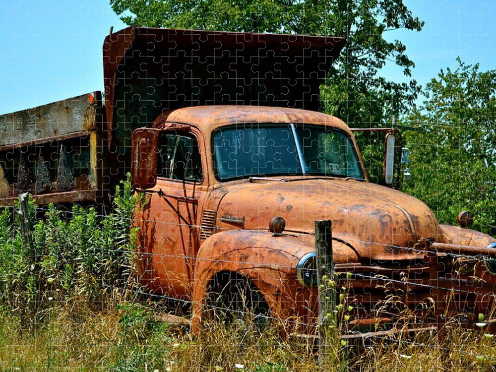 Landscape Jigsaw Puzzle featuring the photograph Vintage Old Time Truck by Peggy Franz