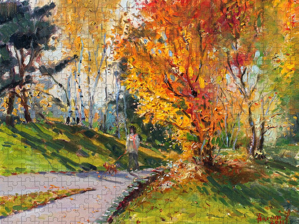 Landscape Jigsaw Puzzle featuring the painting Viola in a Nice Autumn Day by Ylli Haruni