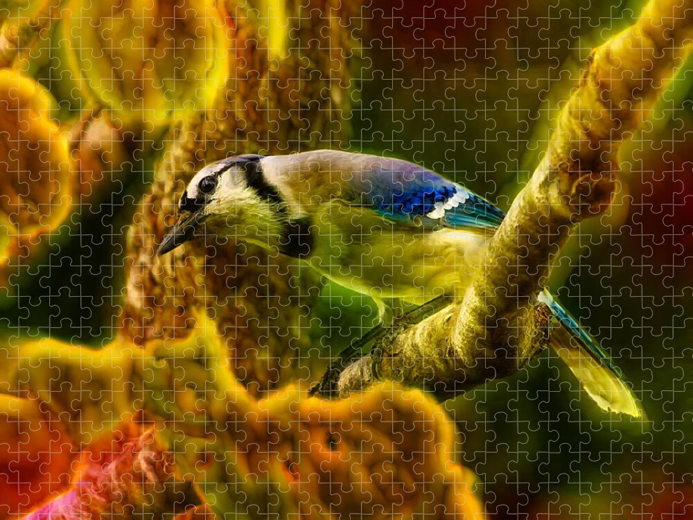 Blue Jay Jigsaw Puzzle featuring the photograph Visions of a Blue Jay by Bill and Linda Tiepelman