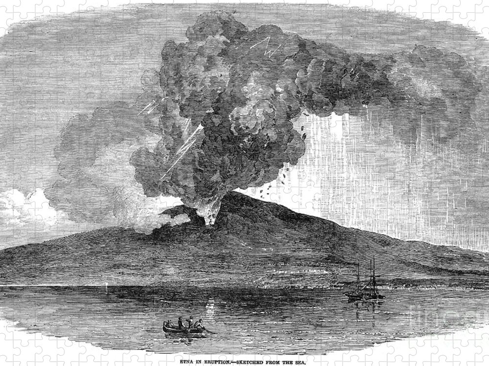 1852 Jigsaw Puzzle featuring the photograph Volcano: Etna, 1852 by Granger