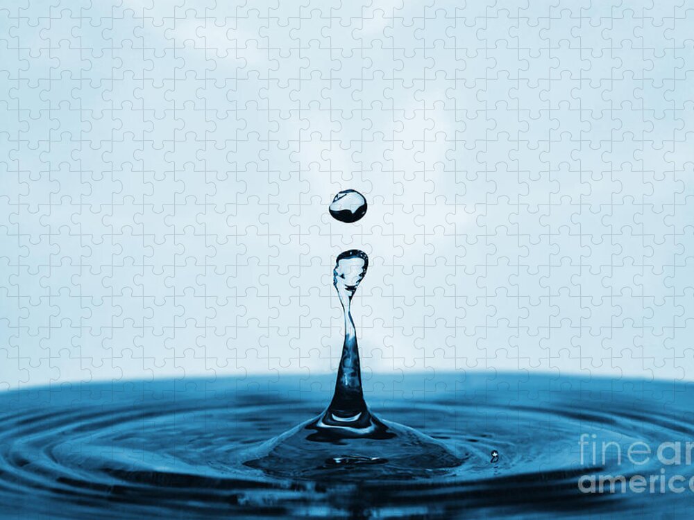 Water Jigsaw Puzzle featuring the photograph Water Drop in Blue by Paul Topp