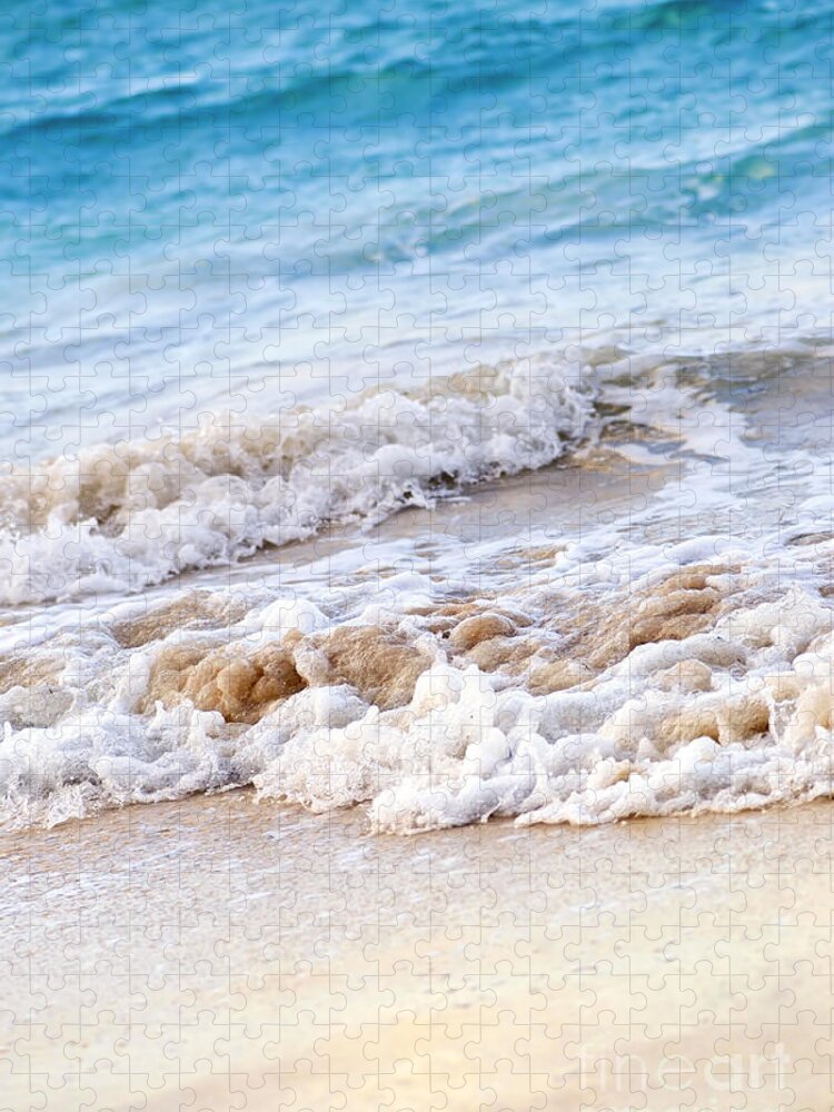 Caribbean Jigsaw Puzzle featuring the photograph Waves breaking on tropical beach by Elena Elisseeva