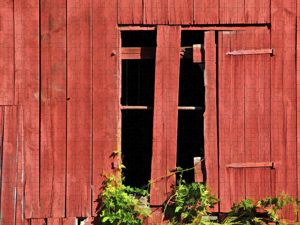 Agriculture Jigsaw Puzzle featuring the photograph Weathered Red Barn Window of New Jersey by David Letts