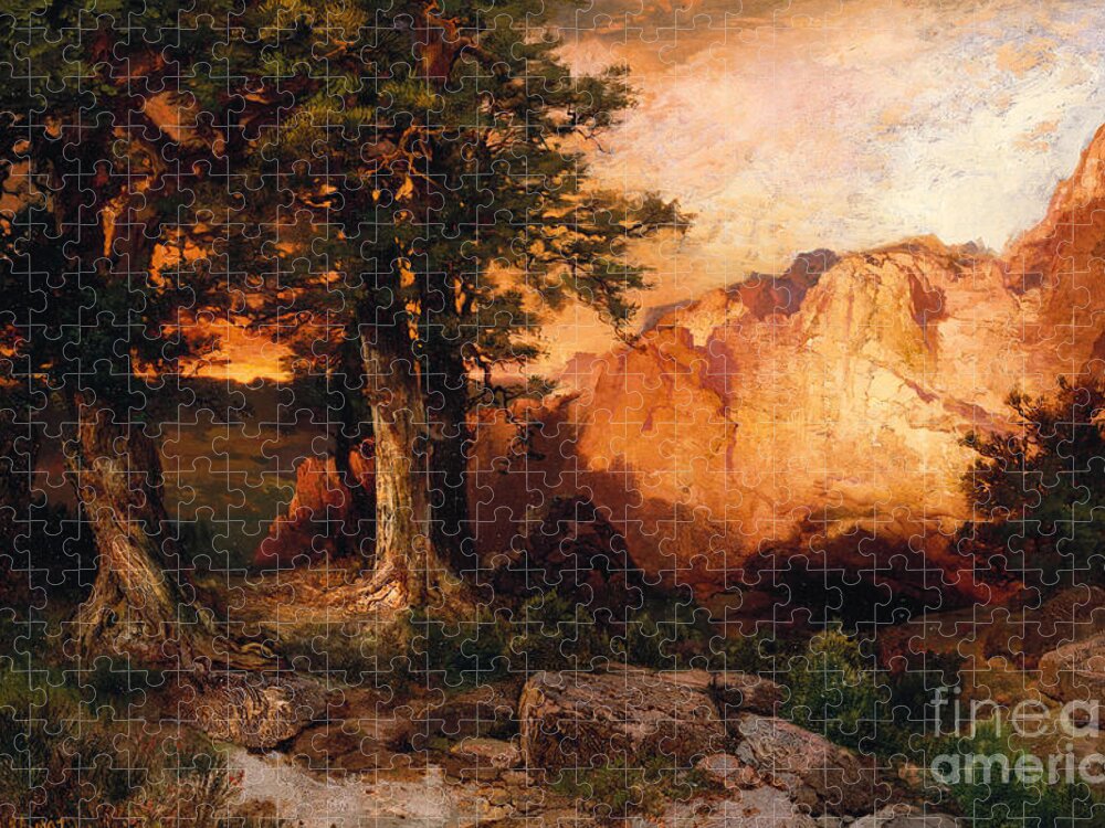 Thomas Moran Jigsaw Puzzle featuring the painting Western Sunset by Thomas Moran