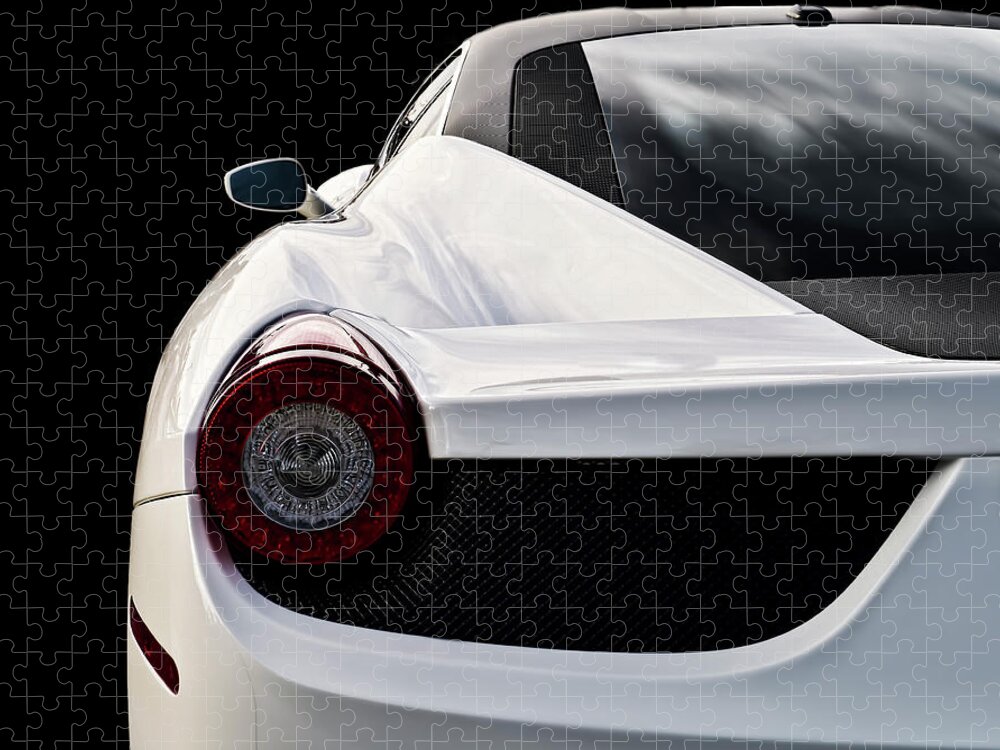 Ferrari Jigsaw Puzzle featuring the digital art White Italia by Douglas Pittman