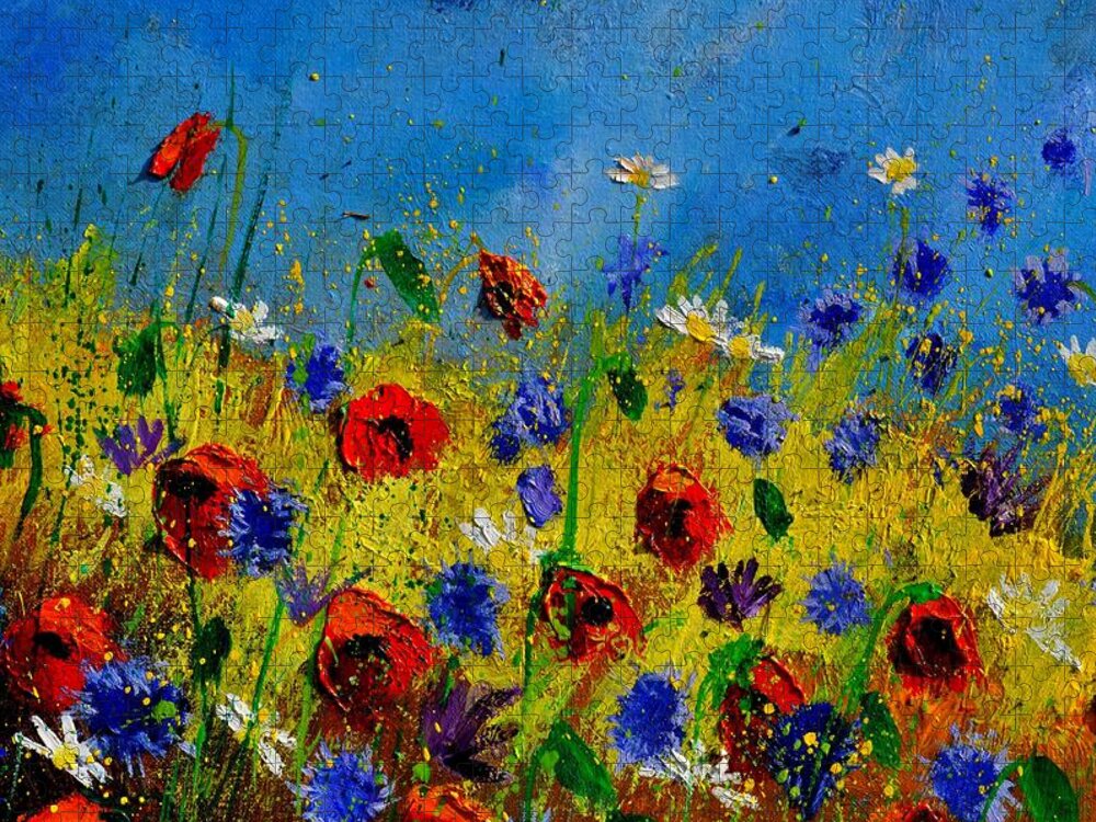 Poppies Jigsaw Puzzle featuring the painting Wild Flowers 119010 by Pol Ledent