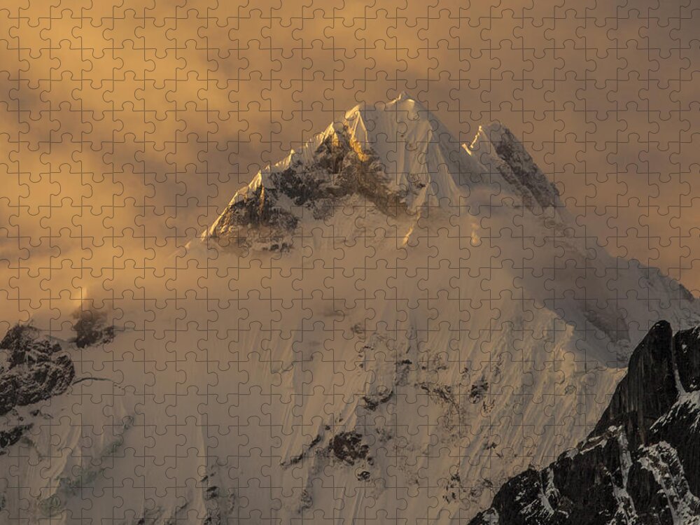00498216 Jigsaw Puzzle featuring the photograph Yerupaja Summit Ridge 6617m At Sunset by Colin Monteath
