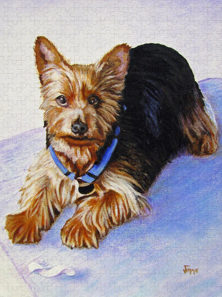 Yorkie Jigsaw Puzzle featuring the painting Yorkie by Jimmie Bartlett