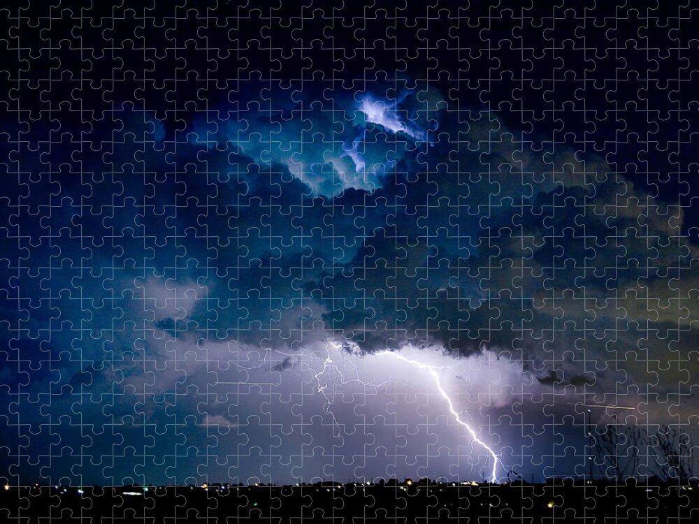 Lightning Jigsaw Puzzle featuring the photograph Clouds of Light Lightning Striking Boulder County Colorado by James BO Insogna