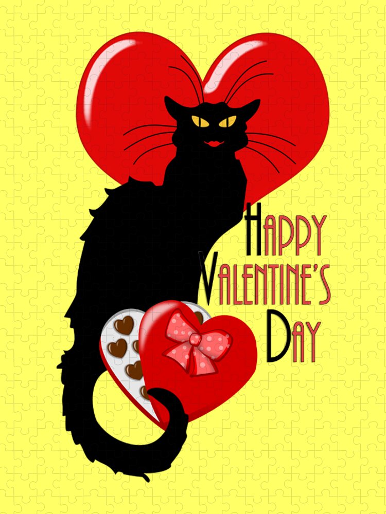 Happy Valentine's Day Le Chat Noir Puzzle for Sale by Gravityx9 Designs