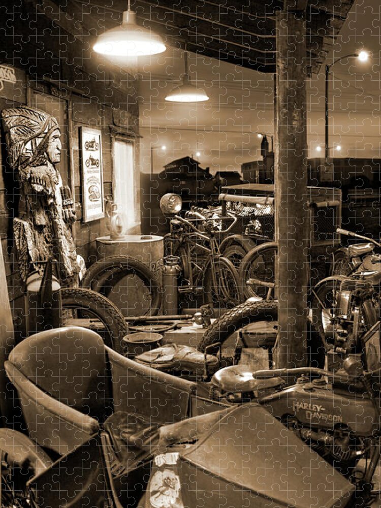 Motorcycle Shop Jigsaw Puzzle featuring the photograph The Motorcycle Shop by Mike McGlothlen