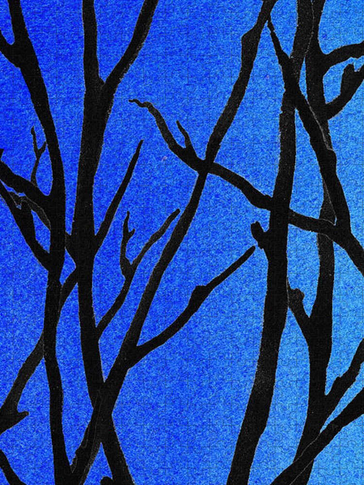 Winter Forest Jigsaw Puzzle featuring the painting Ultramarine Forest Winter Blues I by Irina Sztukowski