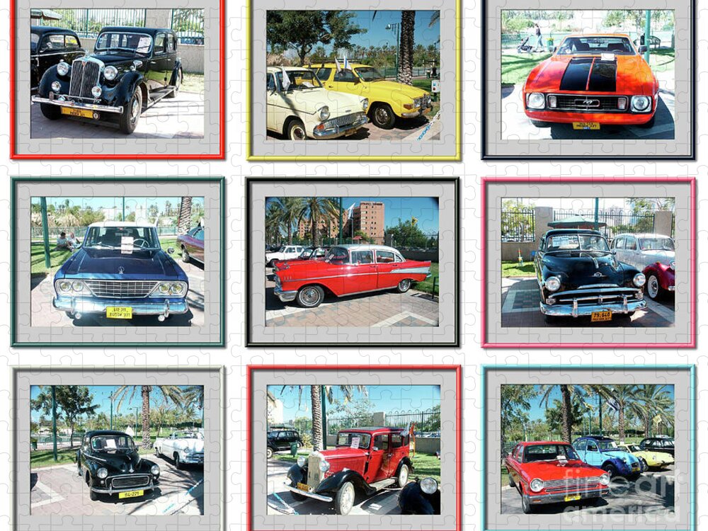 Tmj Jigsaw Puzzle featuring the photograph 9 image Collage of vintage cars #1 by Tomi Junger