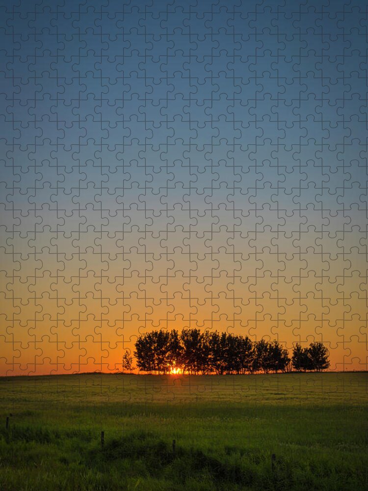 Sun Jigsaw Puzzle featuring the photograph A Prairie Sunset #1 by Bill Cubitt