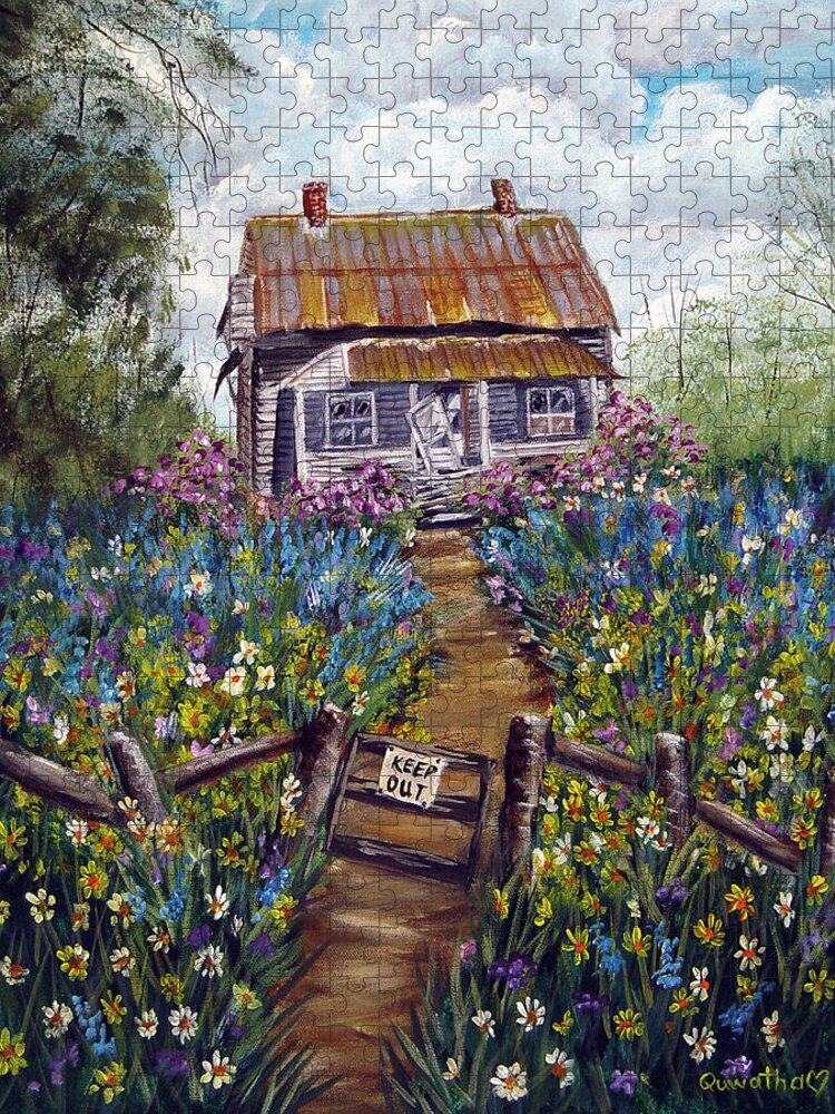 House Jigsaw Puzzle featuring the painting Abandoned House #1 by Quwatha Valentine