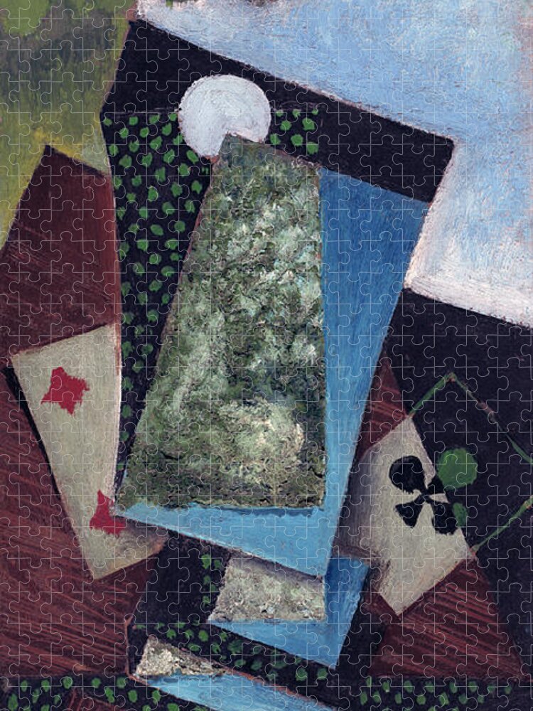 Juan Gris Jigsaw Puzzle featuring the painting Ace of Clubs and Four of Diamonds #1 by Juan Gris