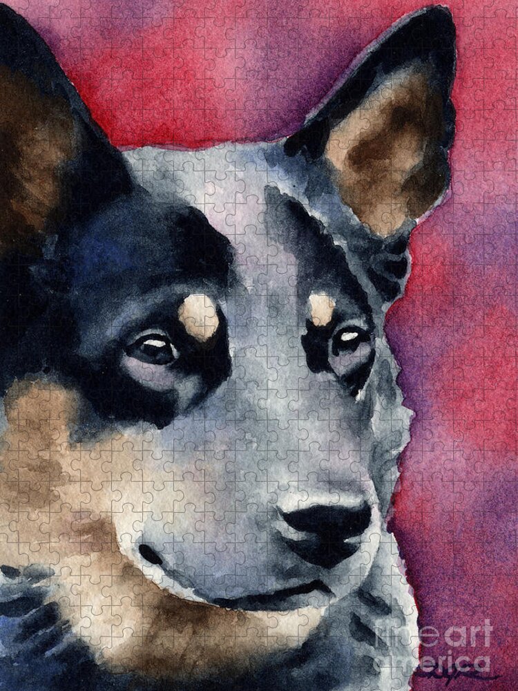 Australian Cattle Dog Jigsaw Puzzle featuring the painting Australian Cattle Dog #1 by David Rogers