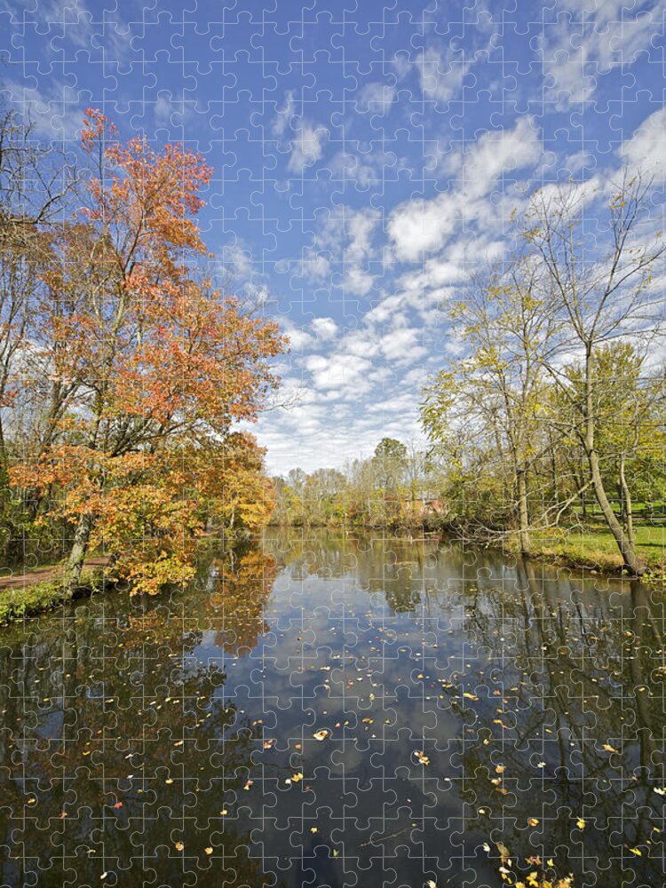 Autumn Jigsaw Puzzle featuring the photograph Autumn Colors on the Delaware and Raritan Canal #1 by David Letts