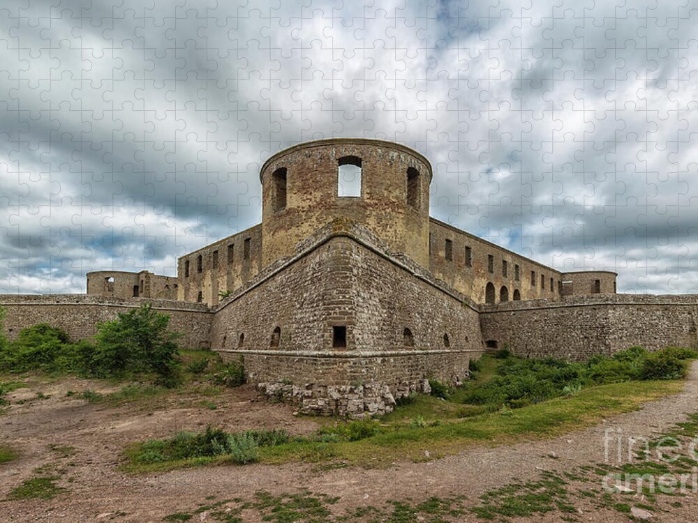 Castle Jigsaw Puzzle featuring the photograph Borgholm Castle Ruin Panorama #1 by Antony McAulay