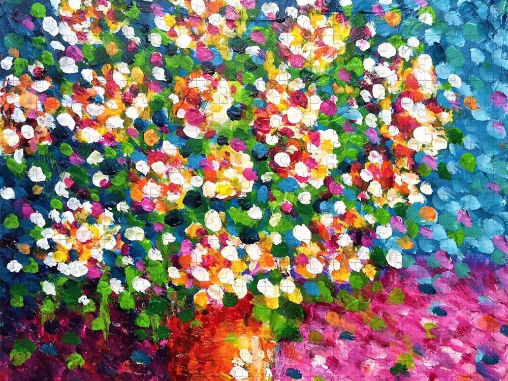 Bouquet Jigsaw Puzzle featuring the painting Bouquet #1 by Cristina Stefan