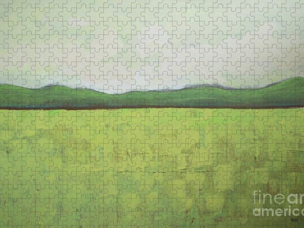 Abstract Landscape Jigsaw Puzzle featuring the painting Canola Field #2 by Vesna Antic