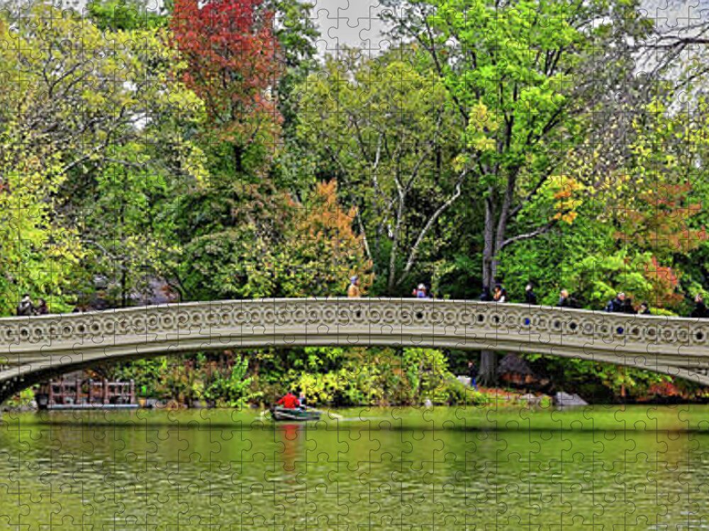 Central Park Jigsaw Puzzle featuring the photograph Bow Bridge Central Park #1 by Doolittle Photography and Art