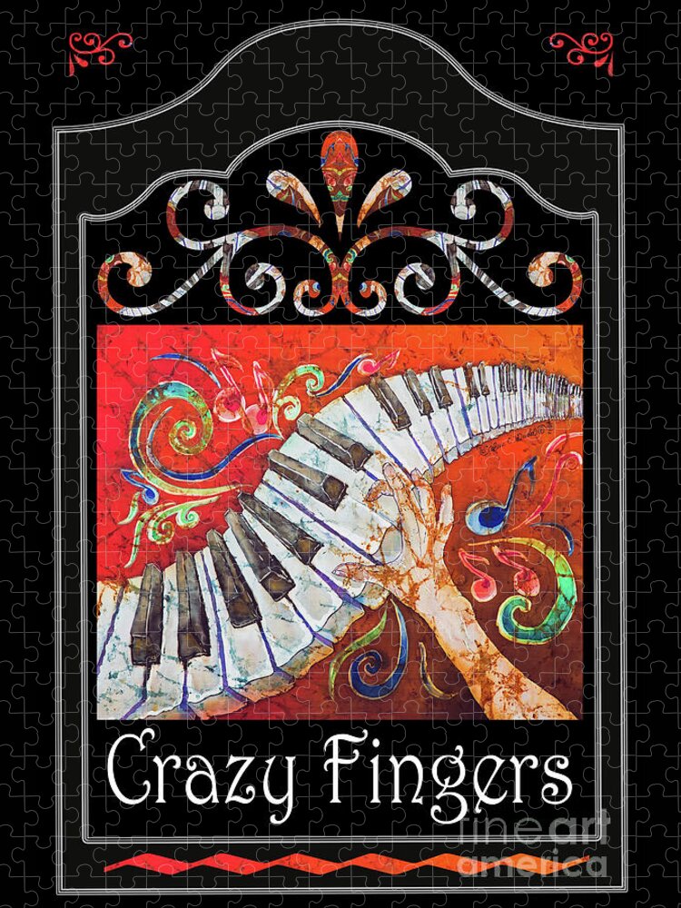 Piano Jigsaw Puzzle featuring the mixed media CrazyFingers_Frame2 by Sue Duda