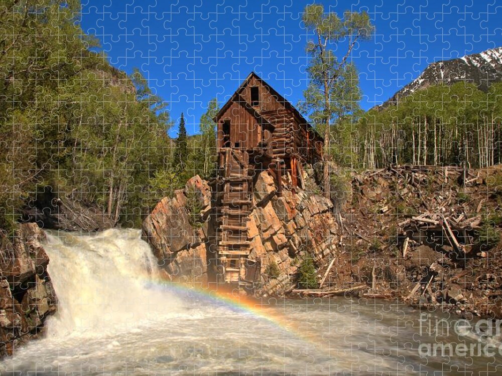 Crystal Mill Rainbow Jigsaw Puzzle featuring the photograph Crystal Mill Rainbow Portrait #1 by Adam Jewell