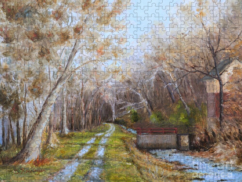 Delaware Canal Jigsaw Puzzle featuring the painting Delaware Canal II by Paint Box Studio