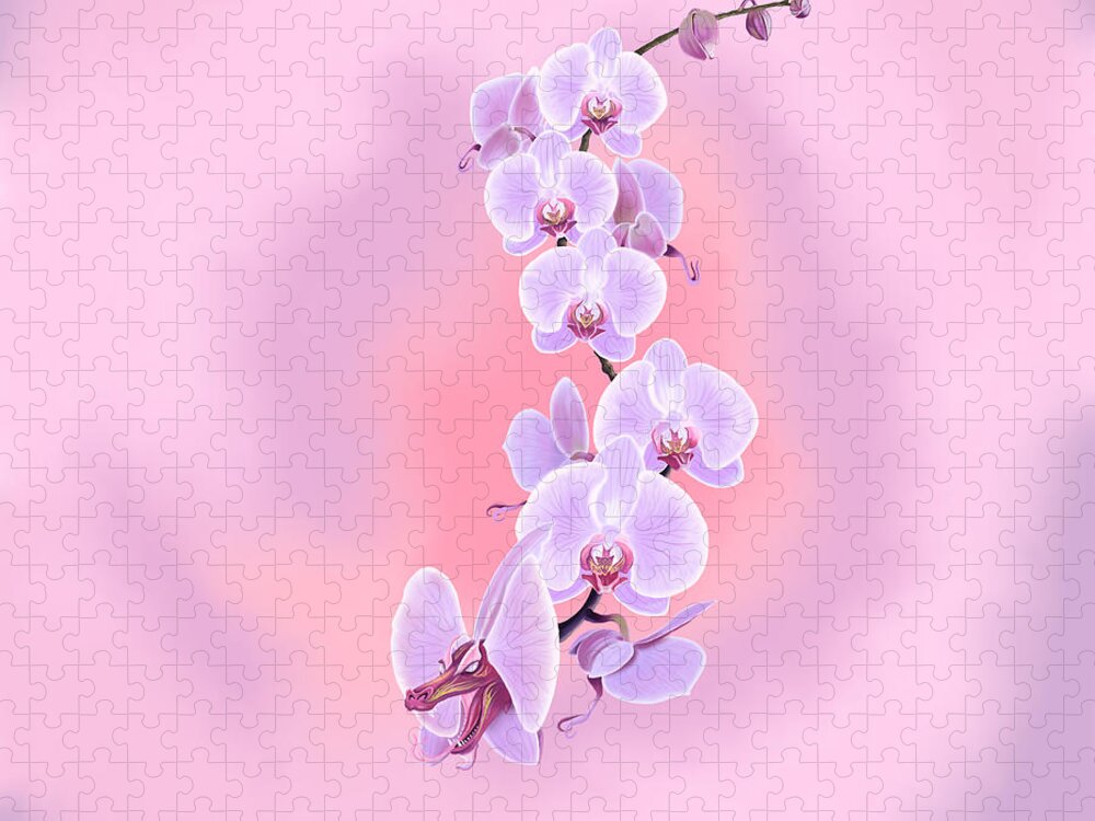 Flower Jigsaw Puzzle featuring the digital art Dragon Orchid #1 by Norman Klein
