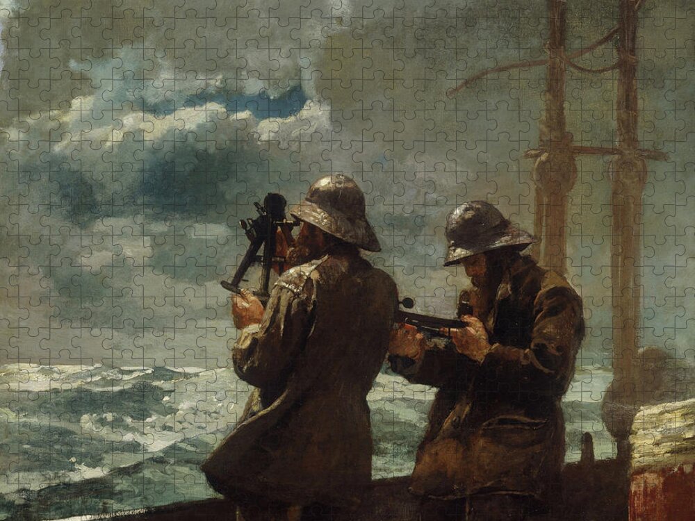 America Jigsaw Puzzle featuring the painting Eight Bells #1 by Winslow Homer