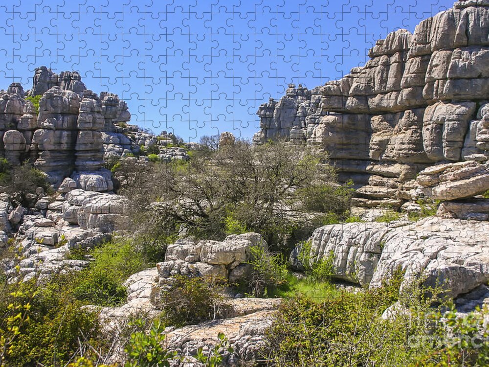 Andalusia Jigsaw Puzzle featuring the photograph El Torcal de Antequera rocks by Patricia Hofmeester