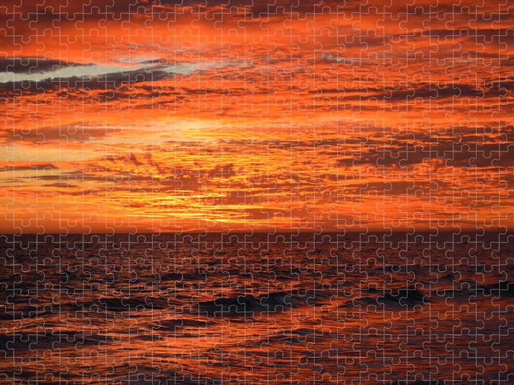Obx Sunrise Jigsaw Puzzle featuring the photograph Fire in the Sky #1 by Barbara Ann Bell