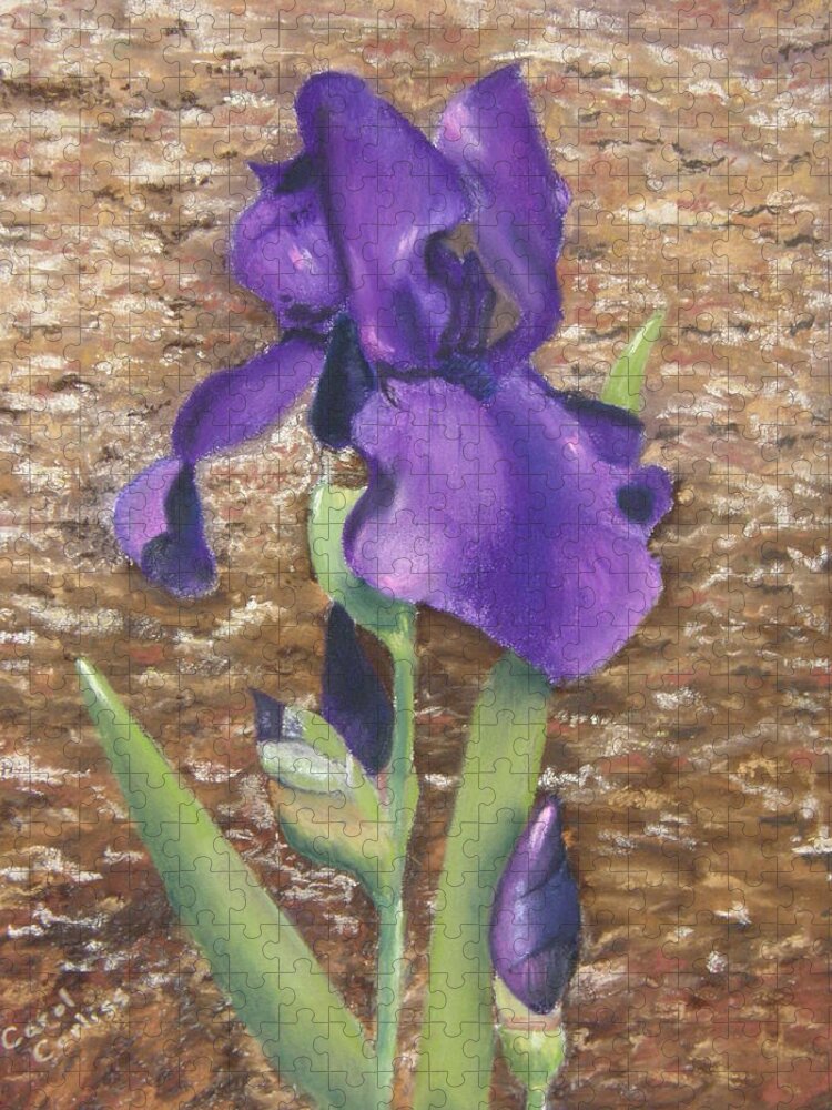 Purple Jigsaw Puzzle featuring the pastel Garden Iris by Carol Corliss