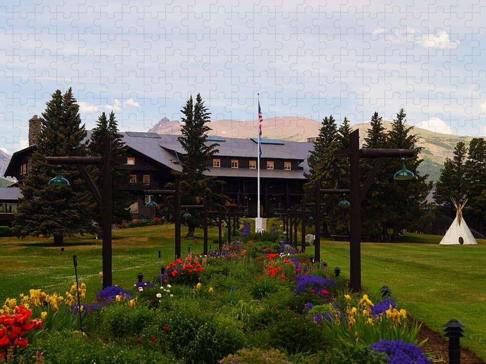 Architecture Jigsaw Puzzle featuring the photograph Glacier Park Lodge #1 by Beth Collins
