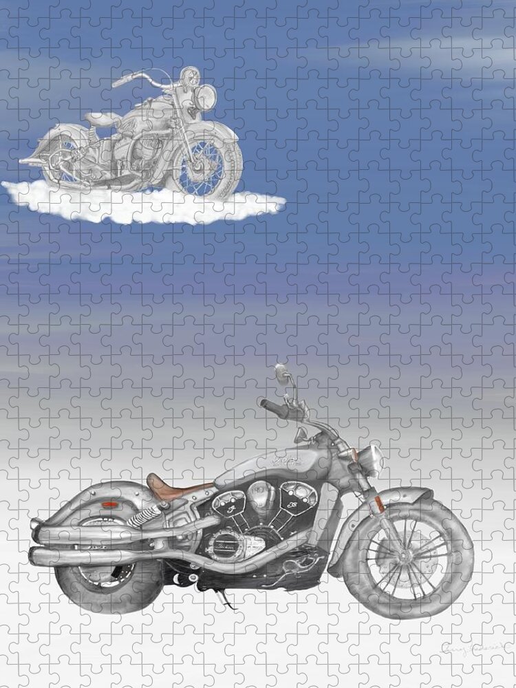 1939 Indian Scout Jigsaw Puzzle featuring the drawing Grandson by Terry Frederick