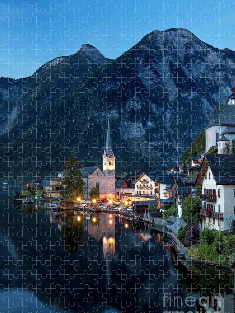 Hallstatt Jigsaw Puzzle featuring the photograph Hallstatt Twilight by Brian Jannsen