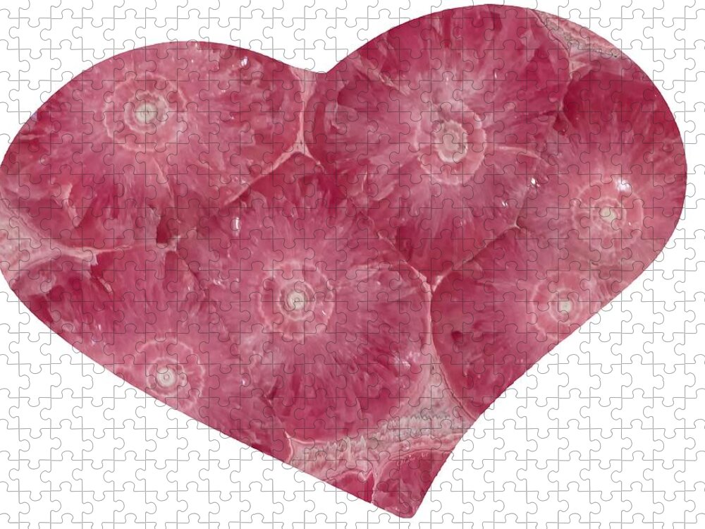Heart Shape Art Jigsaw Puzzle featuring the digital art Heart Shape Stone Art #2 by Lena Owens - OLena Art Vibrant Palette Knife and Graphic Design
