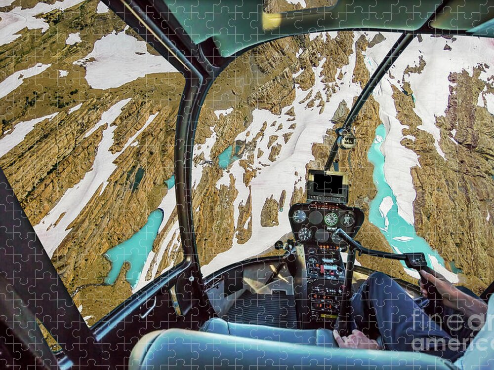 Glacier National Park Jigsaw Puzzle featuring the photograph Helicopter on glacier #1 by Benny Marty