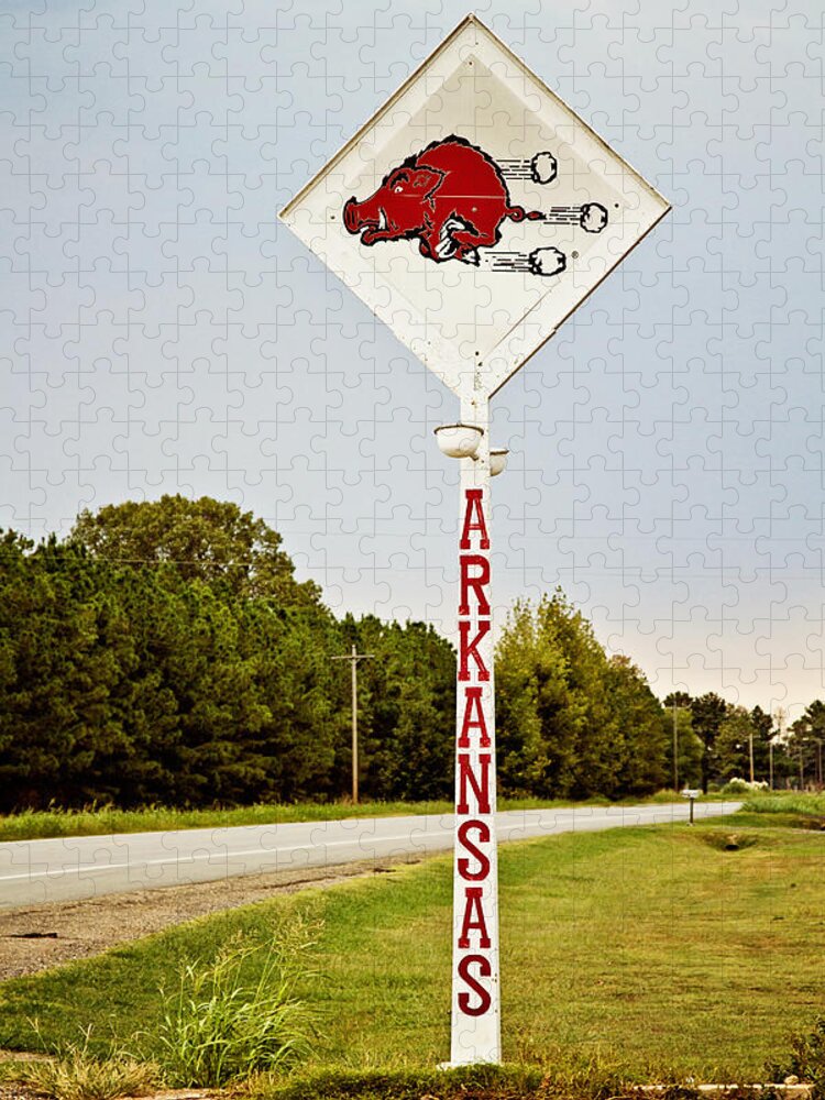 Razorback Jigsaw Puzzle featuring the photograph Hog Sign by Scott Pellegrin