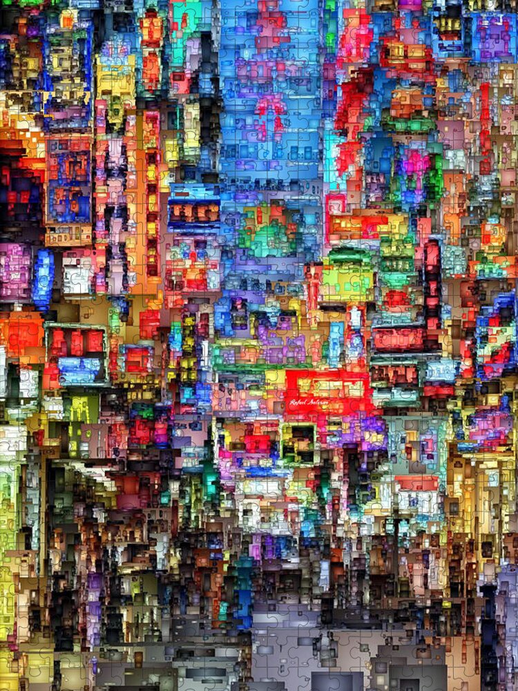 Rafael Salazar Jigsaw Puzzle featuring the digital art Hong Kong City Nightlife #2 by Rafael Salazar