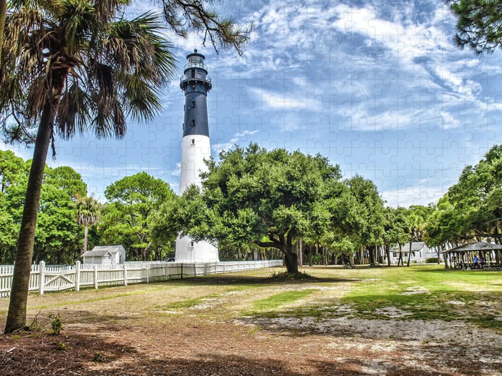 Hunting Island Jigsaw Puzzle featuring the photograph Hunting Island Lighthouse #1 by Scott Hansen